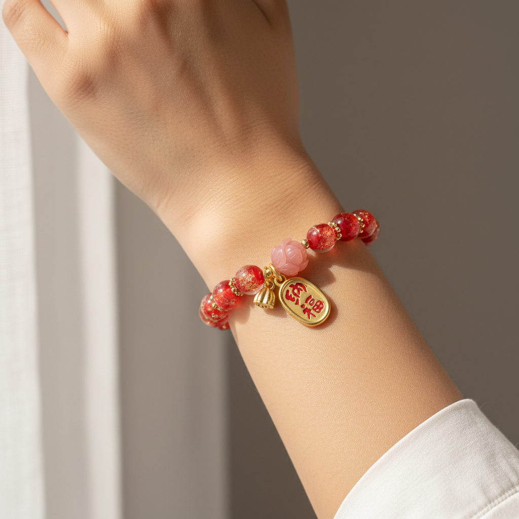Red Candy Agate Wealth Bracelet — Fire · Five Elements Collection