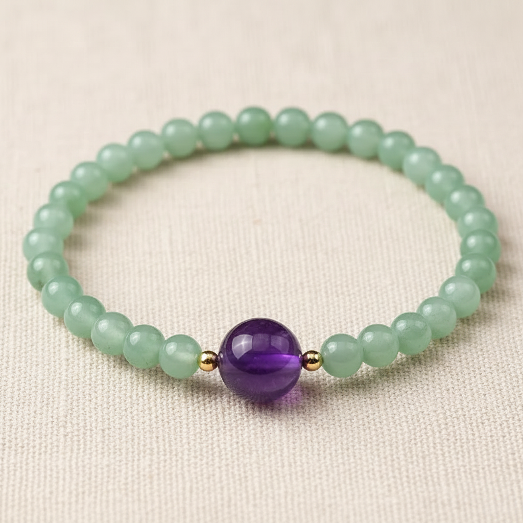 Amethyst & Jade Bracelet Set — Frost Petal Collection