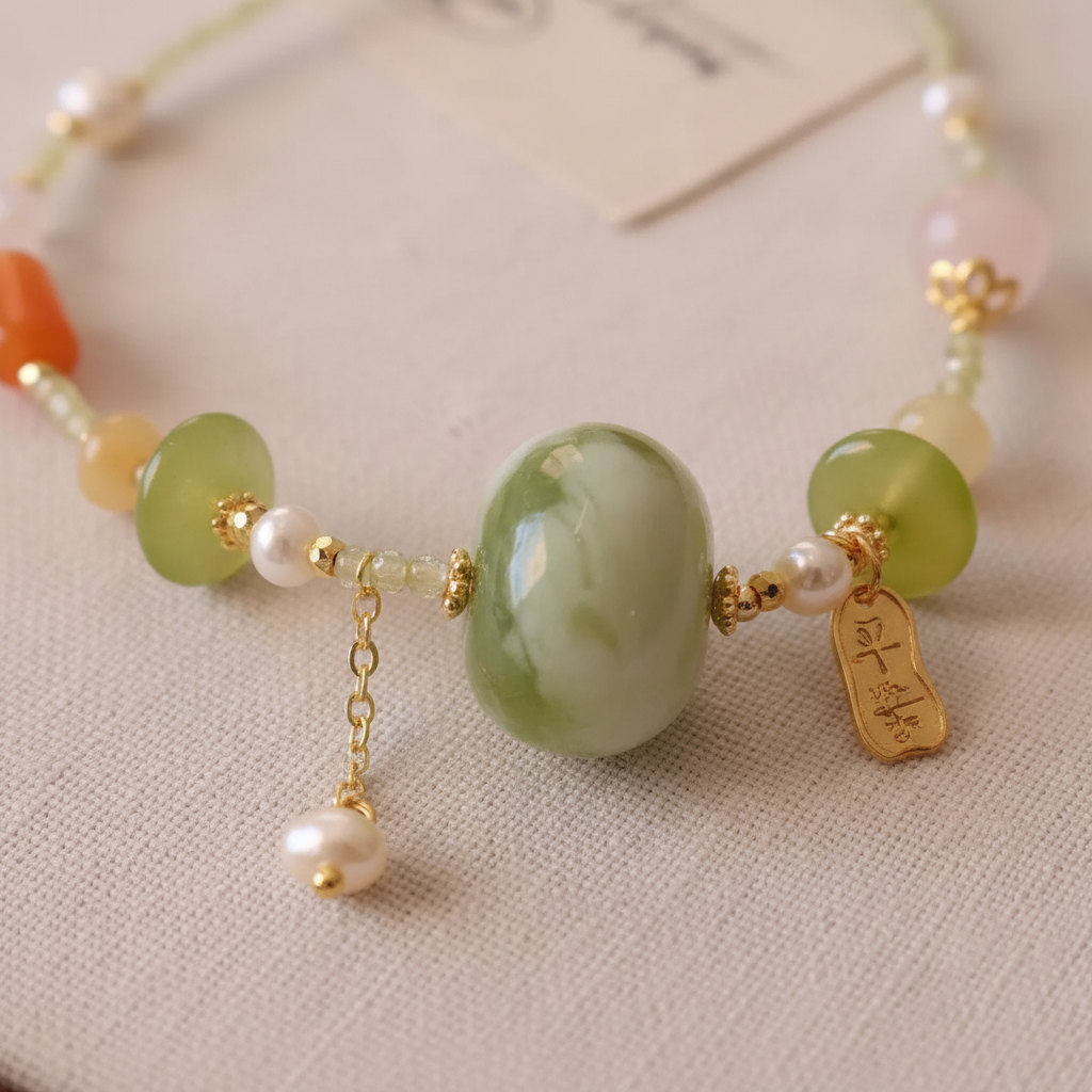 Green Jade & Carnelian Butterfly Necklace — Bloom Collection