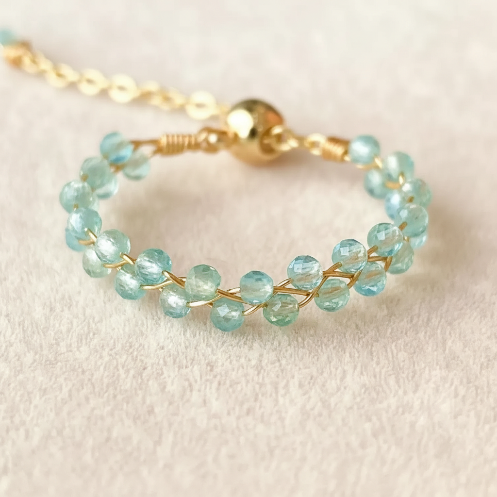 Blue Apatite Wire-Wrapped Ring — Bloom Collection