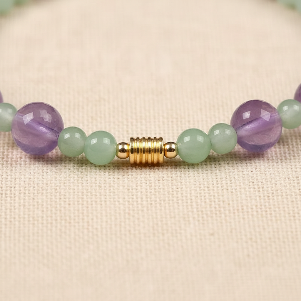 Amethyst & Jade Bracelet Set — Frost Petal Collection