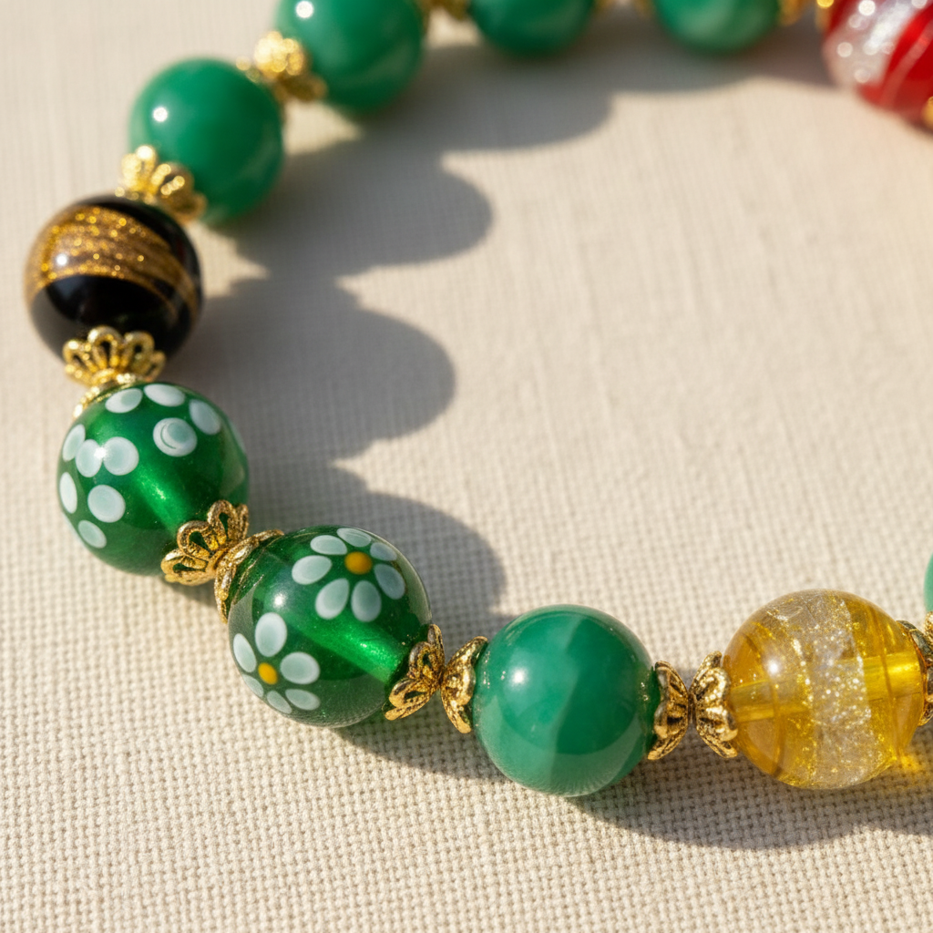Green Candy Agate Bamboo Fortune Bracelet — Bloom Collection