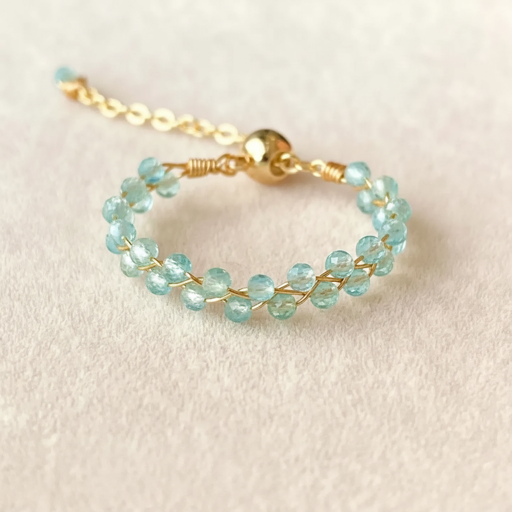 Blue Apatite Wire-Wrapped Ring — Bloom Collection