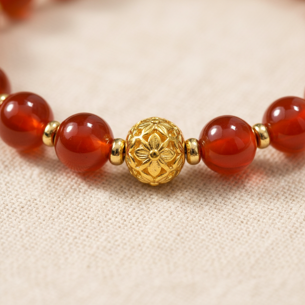 Red Candy Agate Double-Wrap Bracelet — Fire · Five Elements Collection