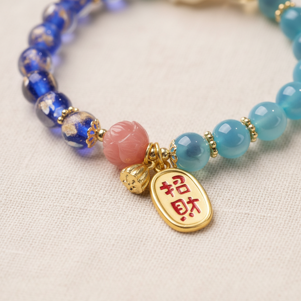 Blue Candy Agate Wealth Attraction Bracelet — Water · Five Elements Collection