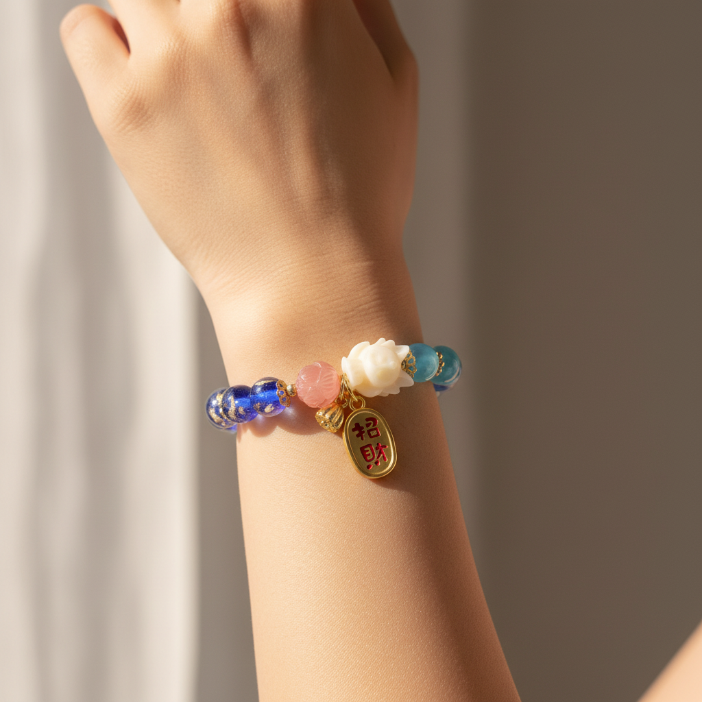 Blue Candy Agate Wealth Attraction Bracelet — Water · Five Elements Collection