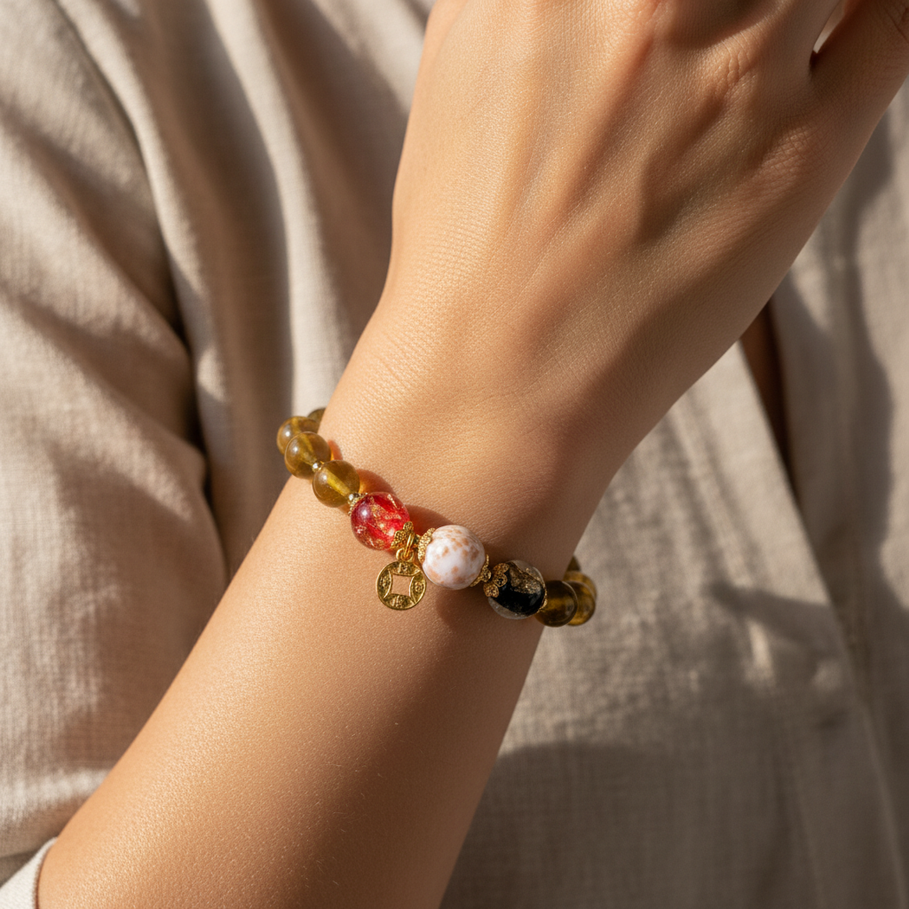 Yellow Candy Agate Wealth Attraction Bracelet — Earth · Five Elements Collection