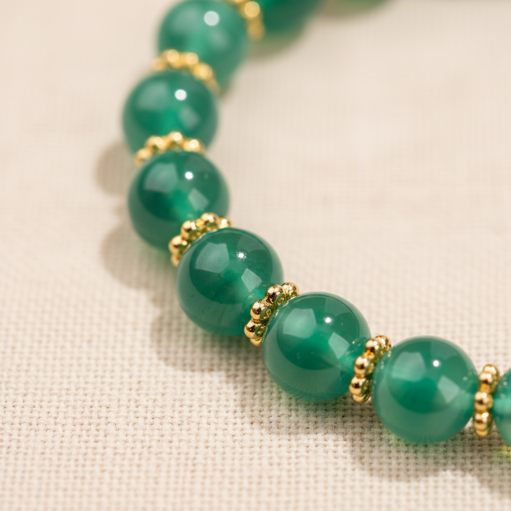 Green Candy Agate Heart Sutra Bracelet with Natural Hetian Jade — Bloom Collection