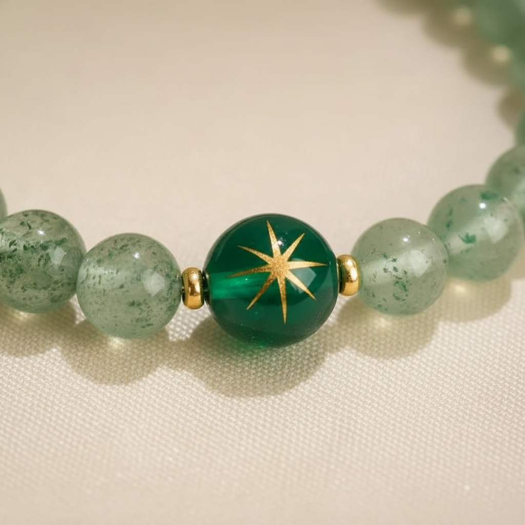 Pulsera de doble vuelta de Cuarzo Fresa y Ágata Hierba Acuática — Colección Bloom