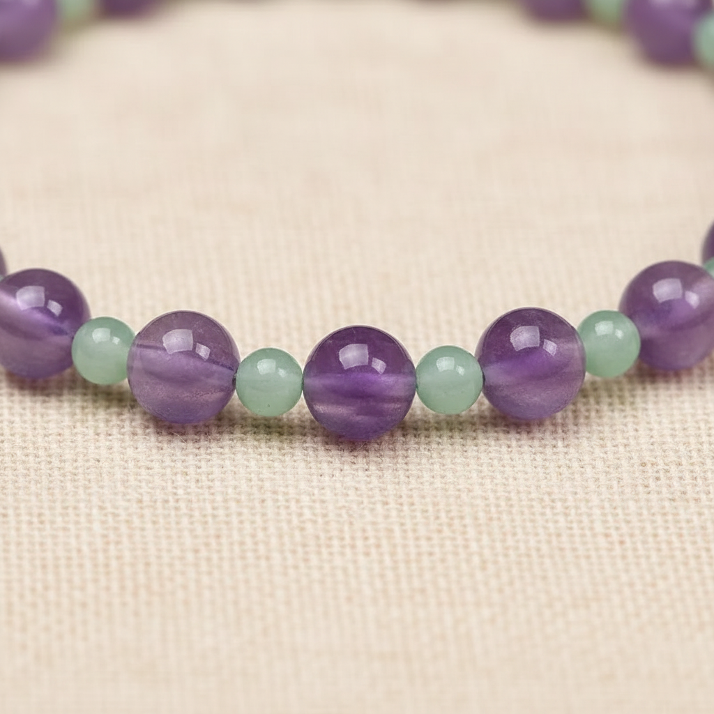 Amethyst & Jade Bracelet Set — Frost Petal Collection