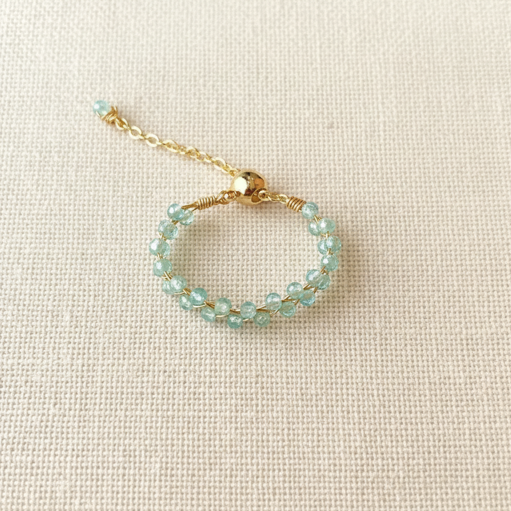 Blue Apatite Wire-Wrapped Ring — Bloom Collection