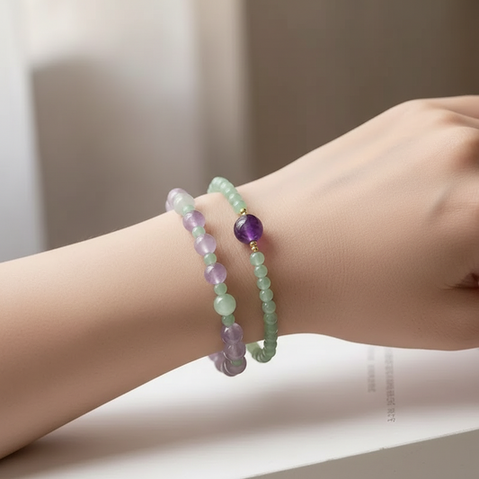 Amethyst & Jade Bracelet Set — Frost Petal Collection