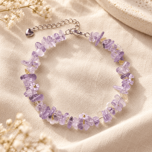 Amethyst Ice-Chip Flower Wreath Bracelet - Ocean Rielle Studio