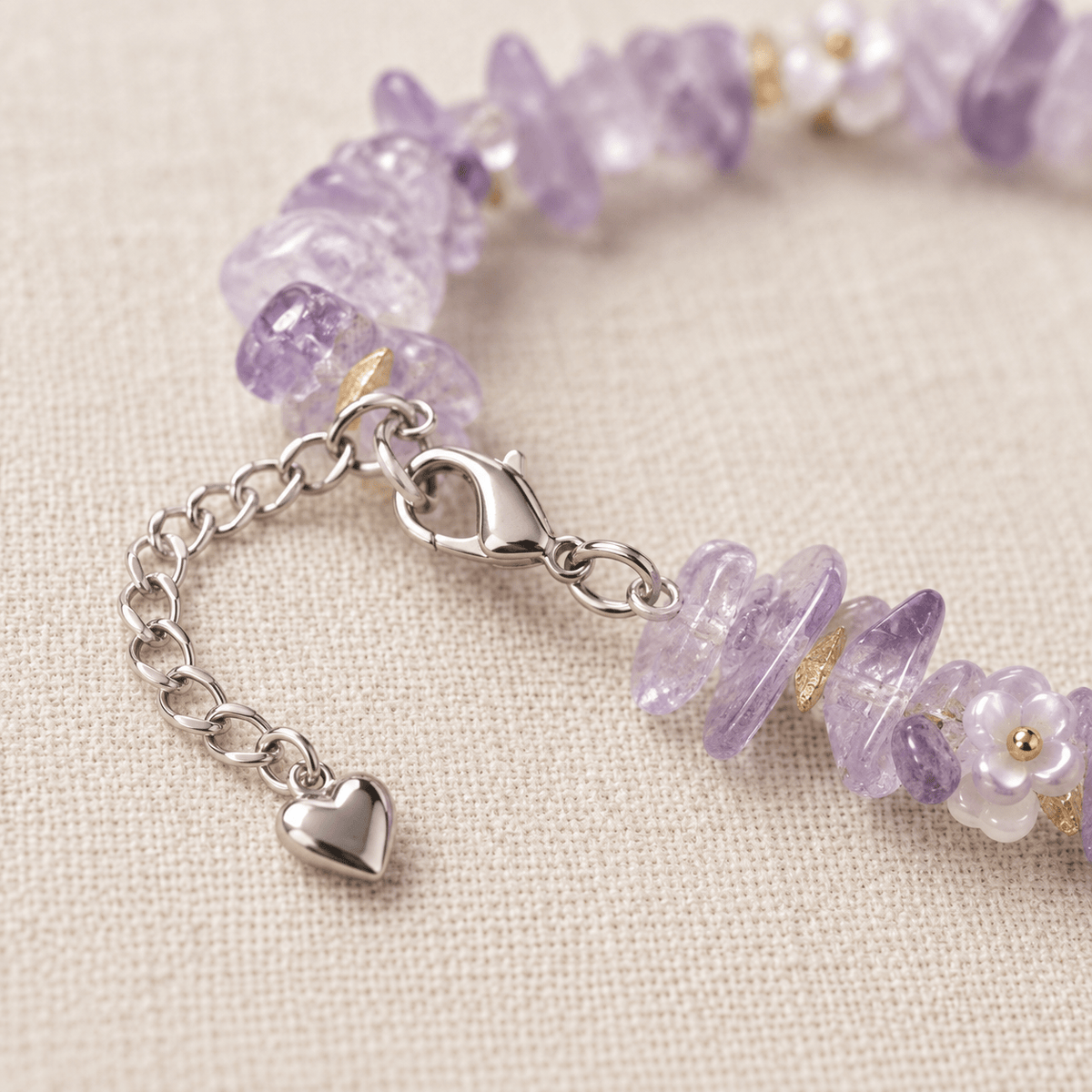 Amethyst Ice-Chip Flower Wreath Bracelet - Ocean Rielle Studio