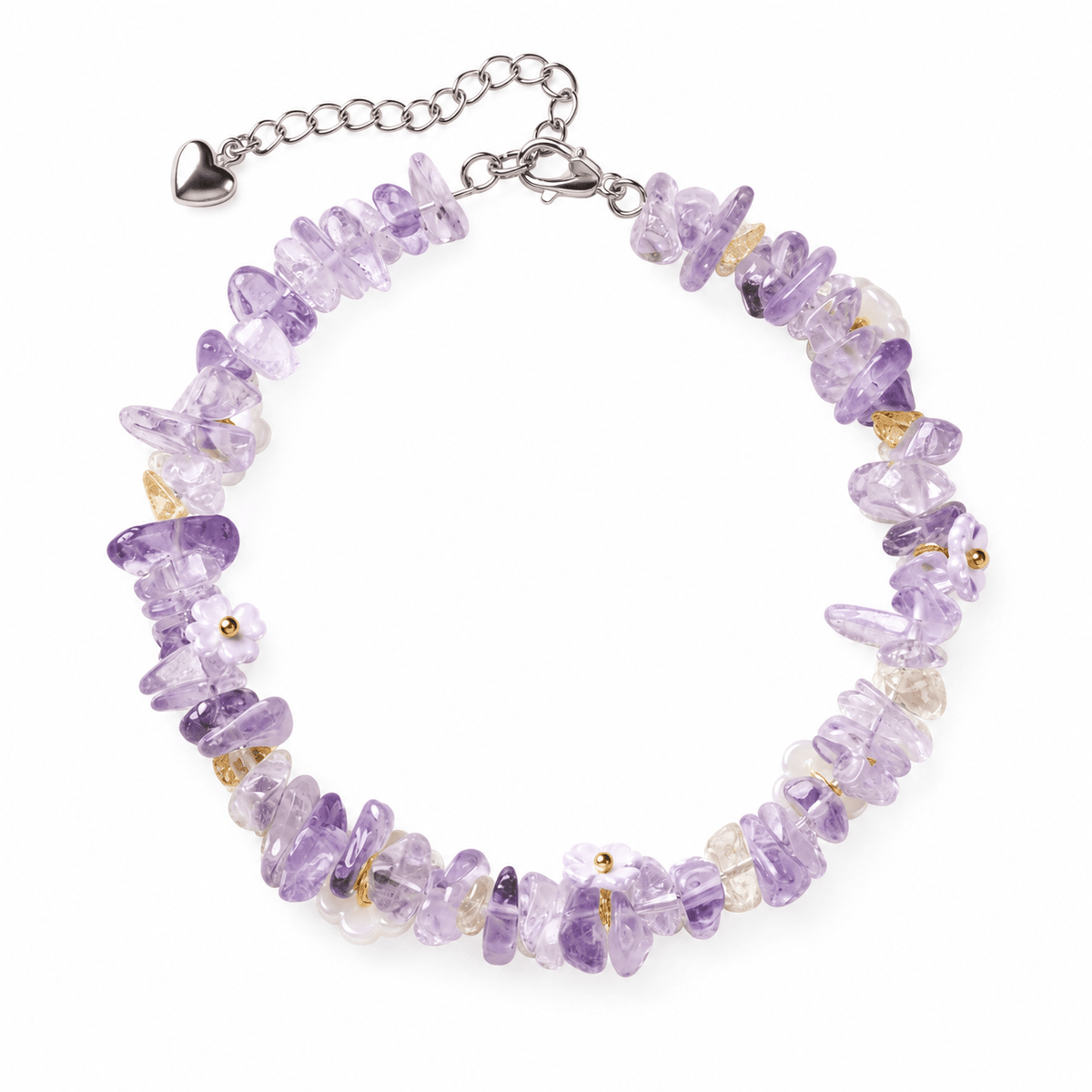 Amethyst Ice-Chip Flower Wreath Bracelet - Ocean Rielle Studio