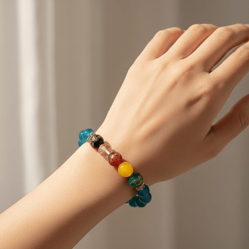 Blue Candy Agate Five Gods of Wealth Bracelet — Tide Collection - Ocean Rielle Studio