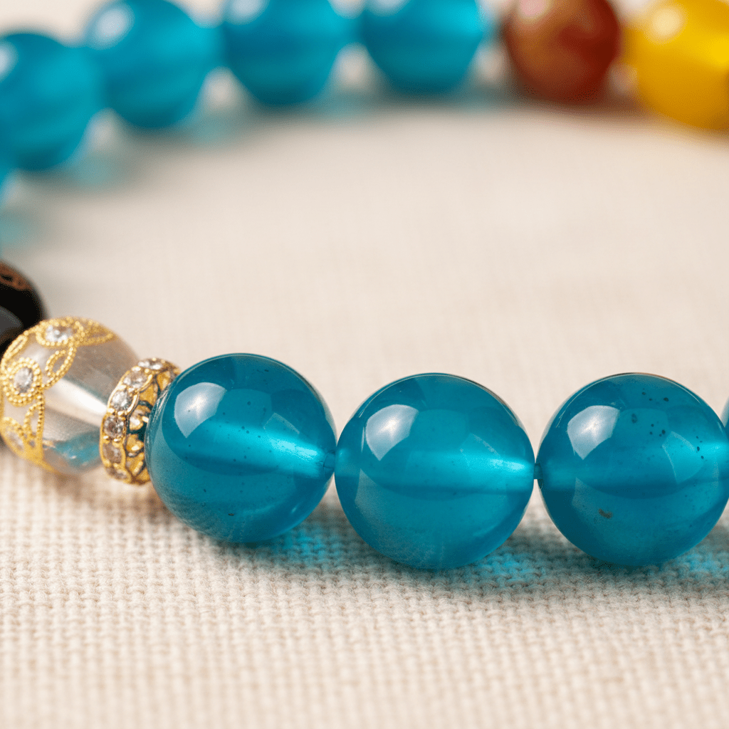 Blue Candy Agate Five Gods of Wealth Bracelet — Tide Collection - Ocean Rielle Studio