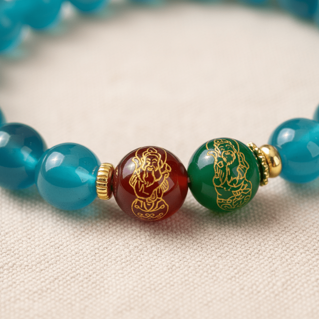 Blue Candy Agate Five Gods of Wealth Bracelet — Tide Collection - Ocean Rielle Studio