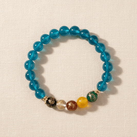 Blue Candy Agate Five Gods of Wealth Bracelet — Tide Collection - Ocean Rielle Studio
