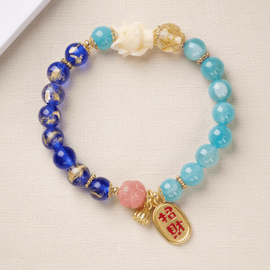 Blue Candy Agate Wealth Attraction Bracelet — Tide Collection - Ocean Rielle Studio