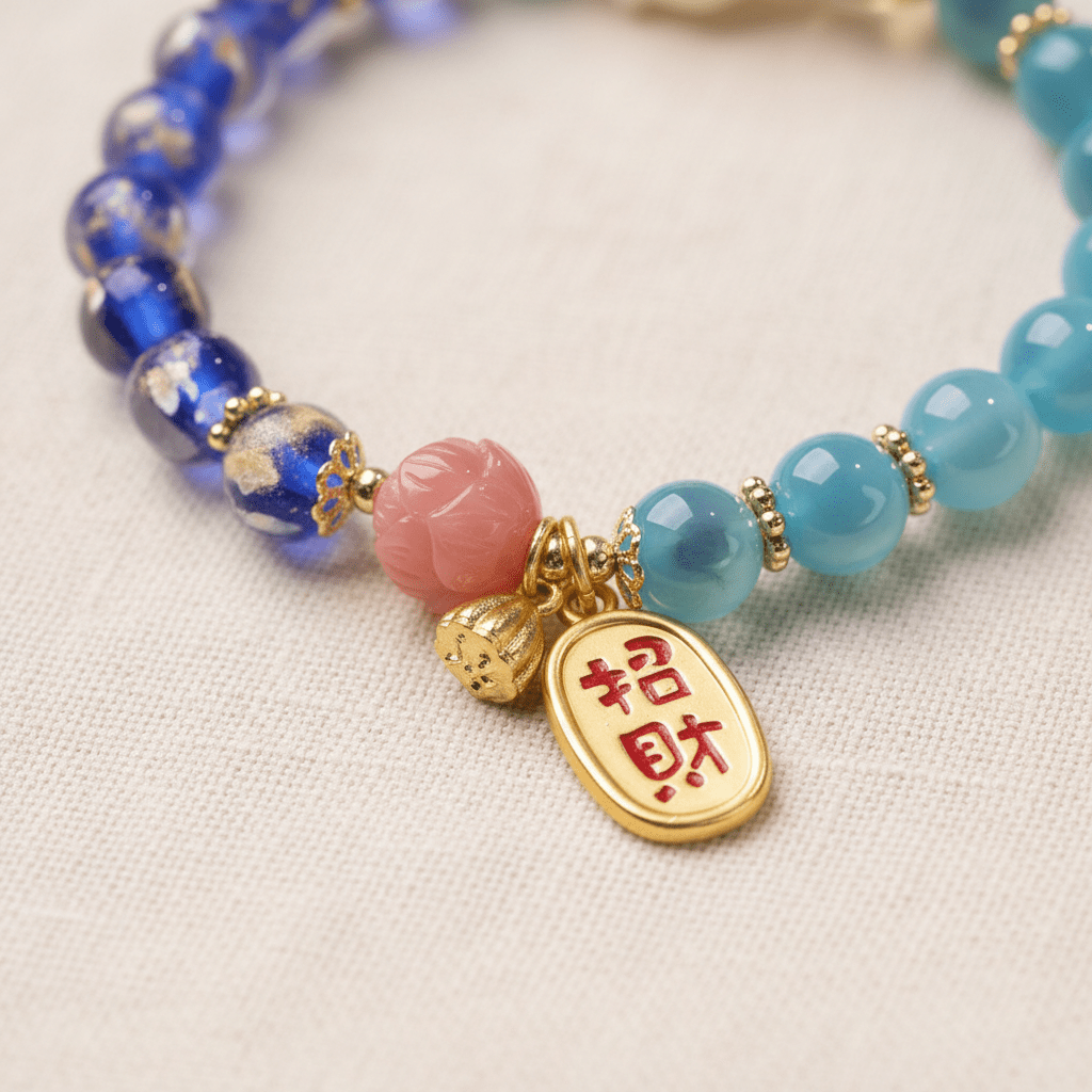 Blue Candy Agate Wealth Attraction Bracelet — Tide Collection - Ocean Rielle Studio