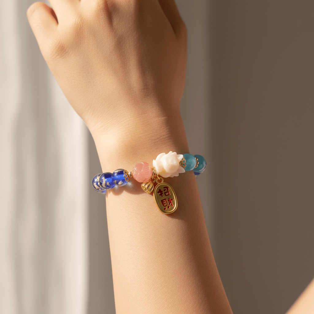 Blue Candy Agate Wealth Attraction Bracelet — Tide Collection - Ocean Rielle Studio