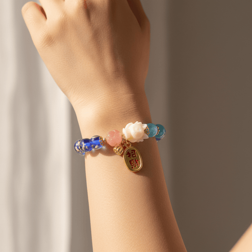 Blue Candy Agate Wealth Attraction Bracelet — Tide Collection - Ocean Rielle Studio