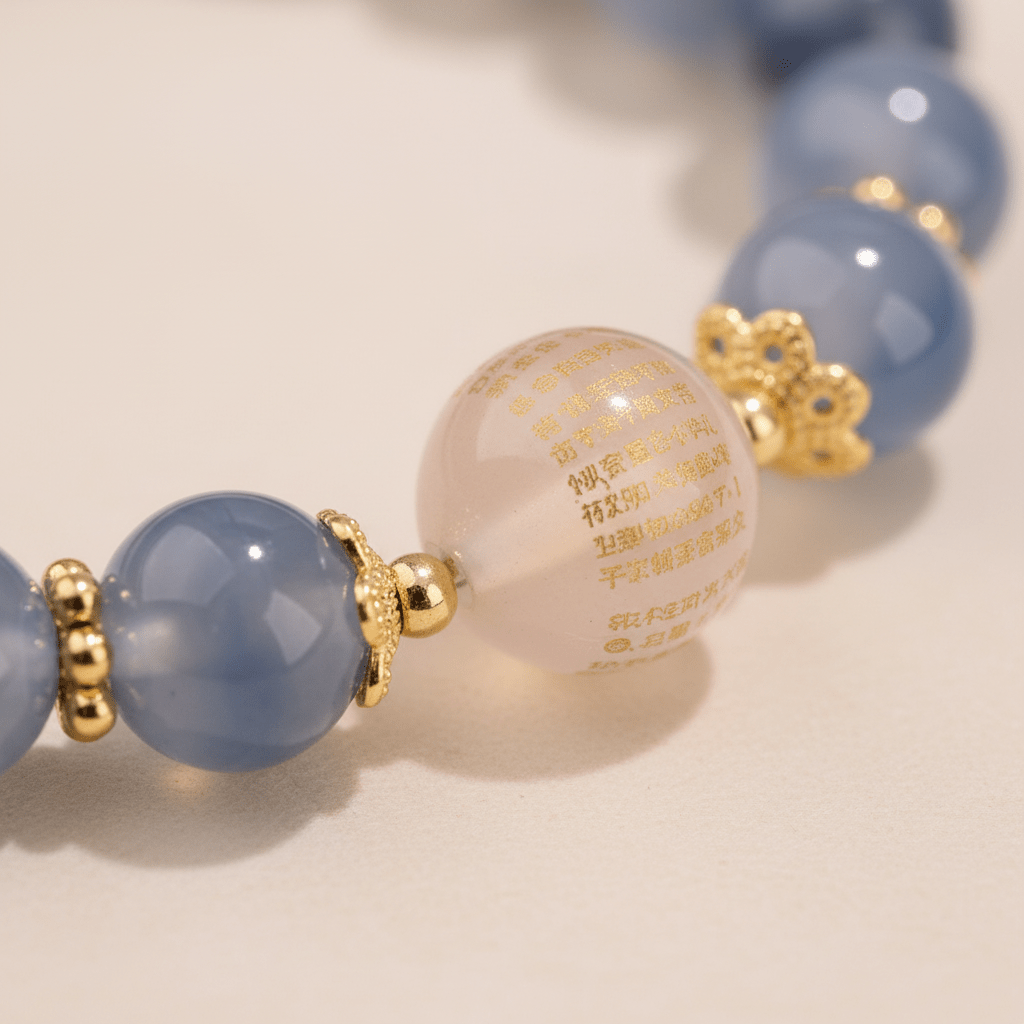 Blue Sugar-Heart Agate Heart Sutra Bracelet — Radiance Collection - Ocean Rielle Studio