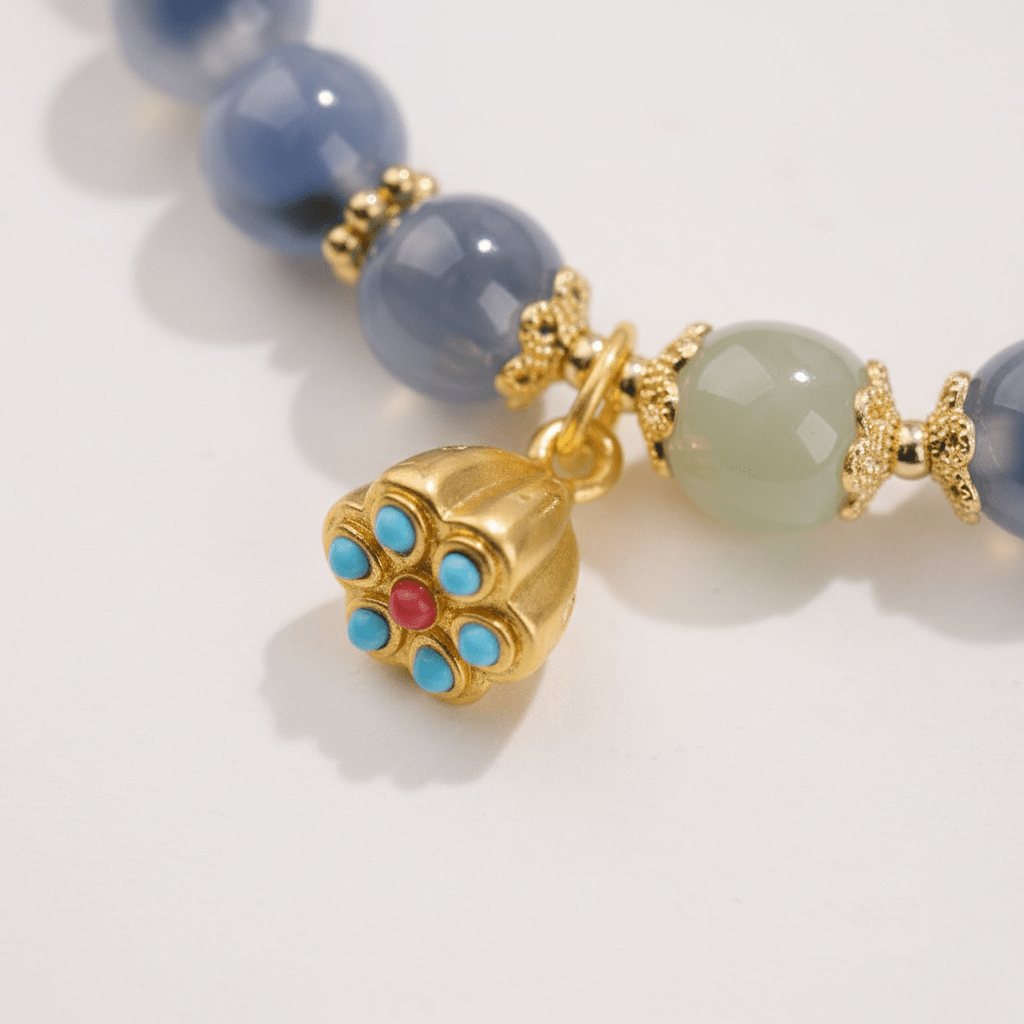 Blue Sugar-Heart Agate Heart Sutra Bracelet — Radiance Collection - Ocean Rielle Studio