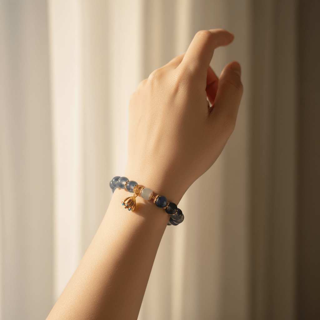 Blue Sugar-Heart Agate Heart Sutra Bracelet — Radiance Collection - Ocean Rielle Studio