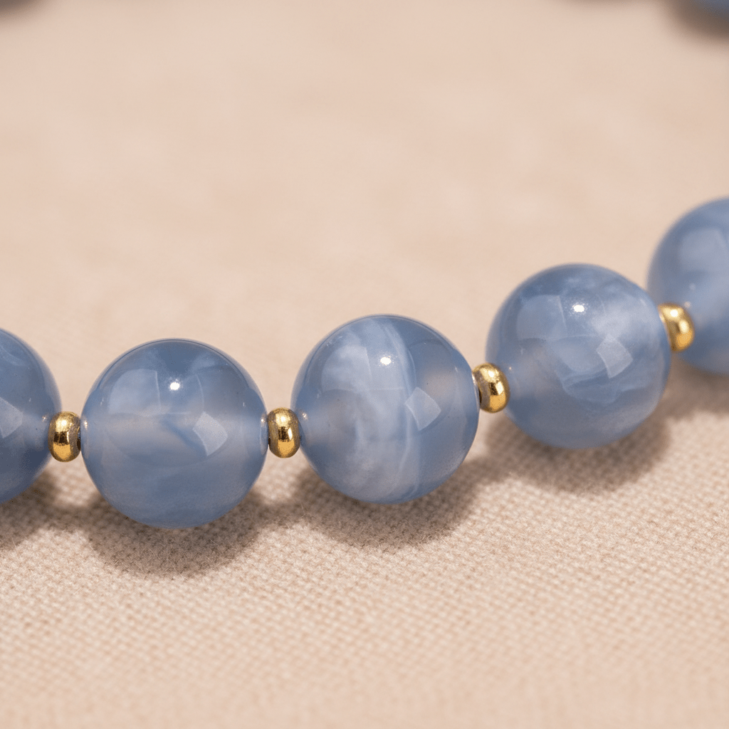 Blue Sugar-Heart Agate Heart Sutra Bracelet — Radiance Collection - Ocean Rielle Studio