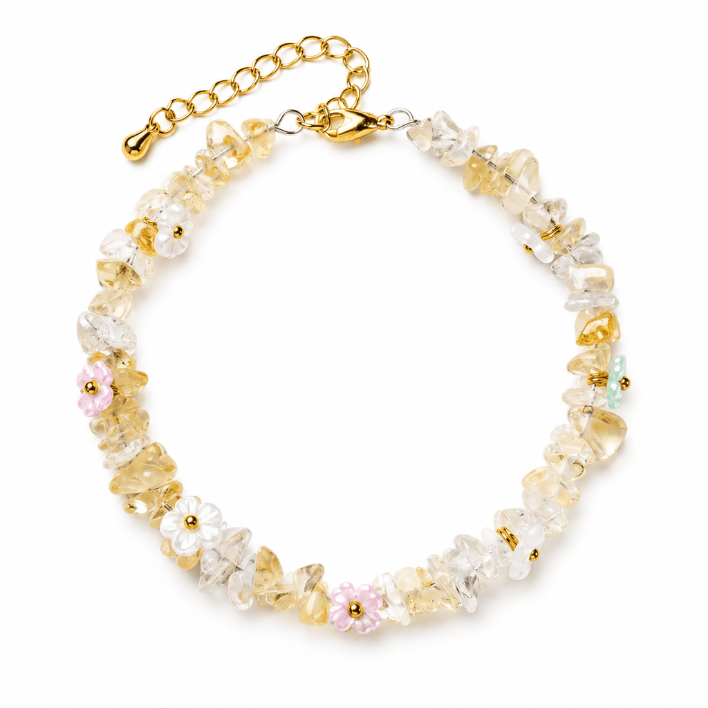Citrine Ice-Chip Flower Wreath Bracelet - Ocean Rielle Studio