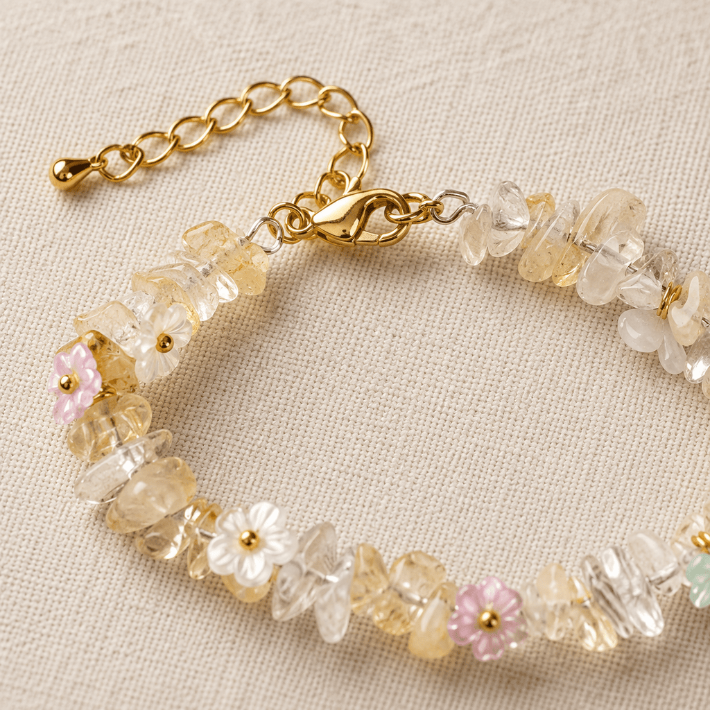 Citrine Ice-Chip Flower Wreath Bracelet - Ocean Rielle Studio