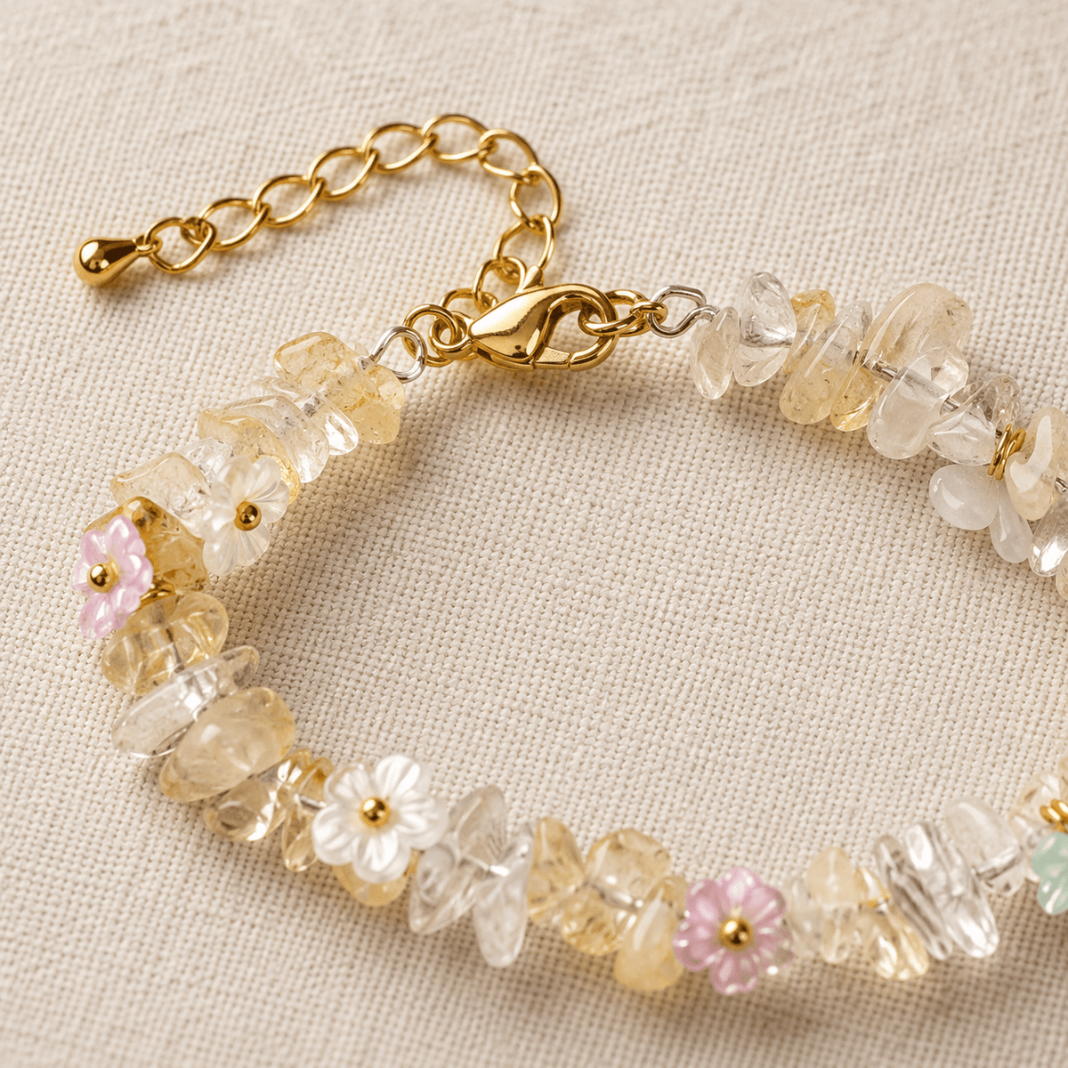 Citrine Ice-Chip Flower Wreath Bracelet - Ocean Rielle Studio