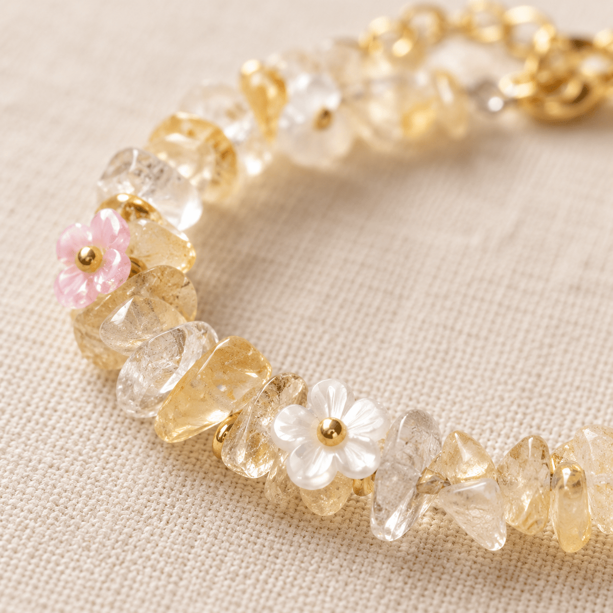 Citrine Ice-Chip Flower Wreath Bracelet - Ocean Rielle Studio