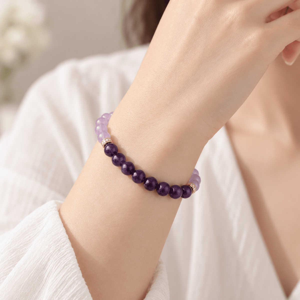 Dual-Tone Amethyst Twilight Bracelet - Ocean Rielle Studio