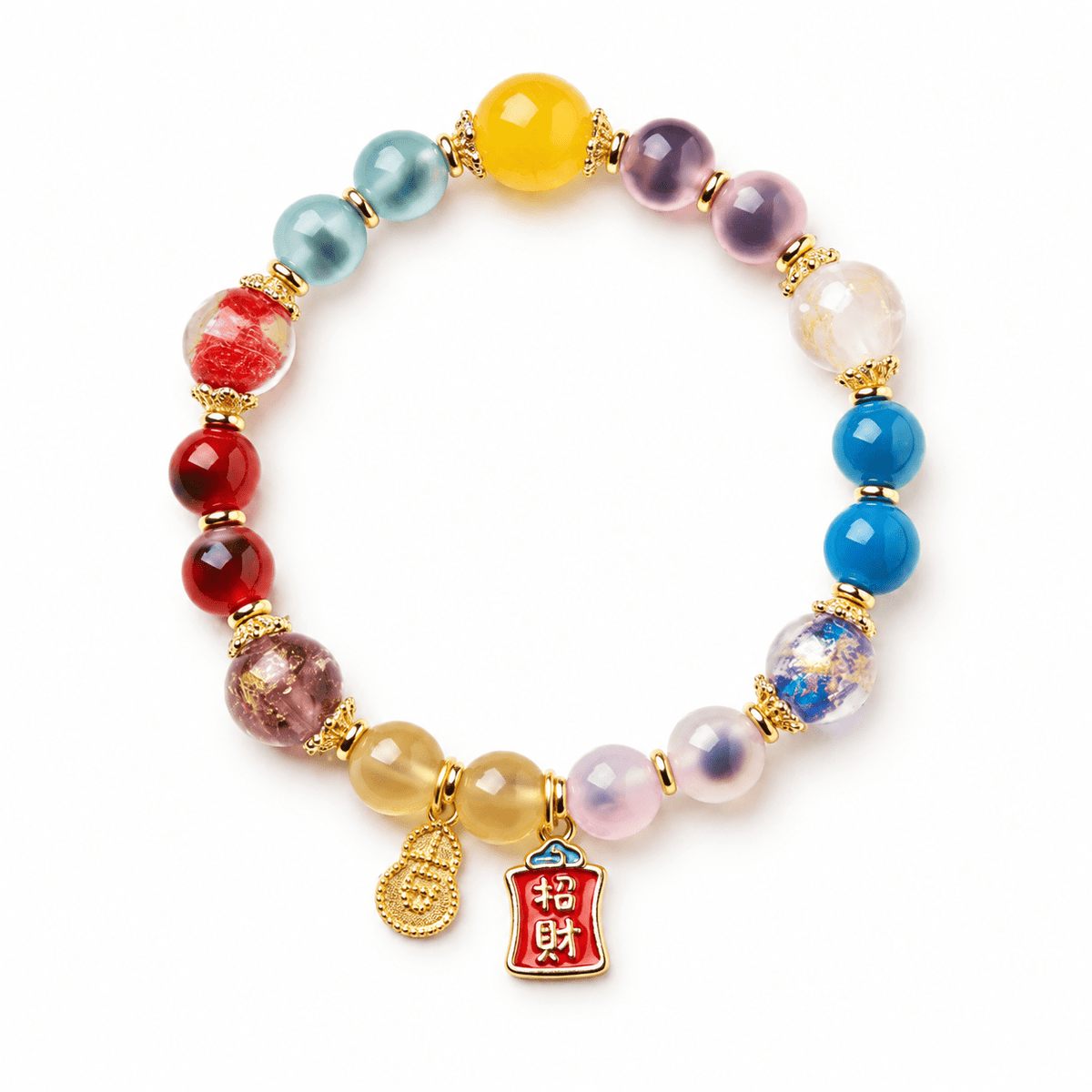 Five Gods of Wealth Multicolor Agate Bracelet - Ocean Rielle Studio