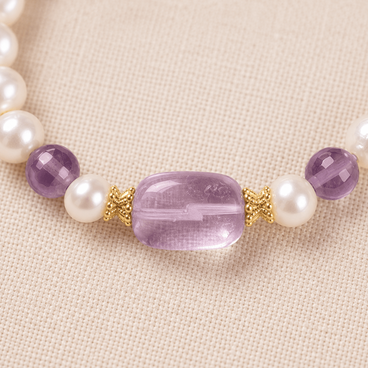 Freshwater Pearl & Freeform Amethyst Bracelet - Ocean Rielle Studio