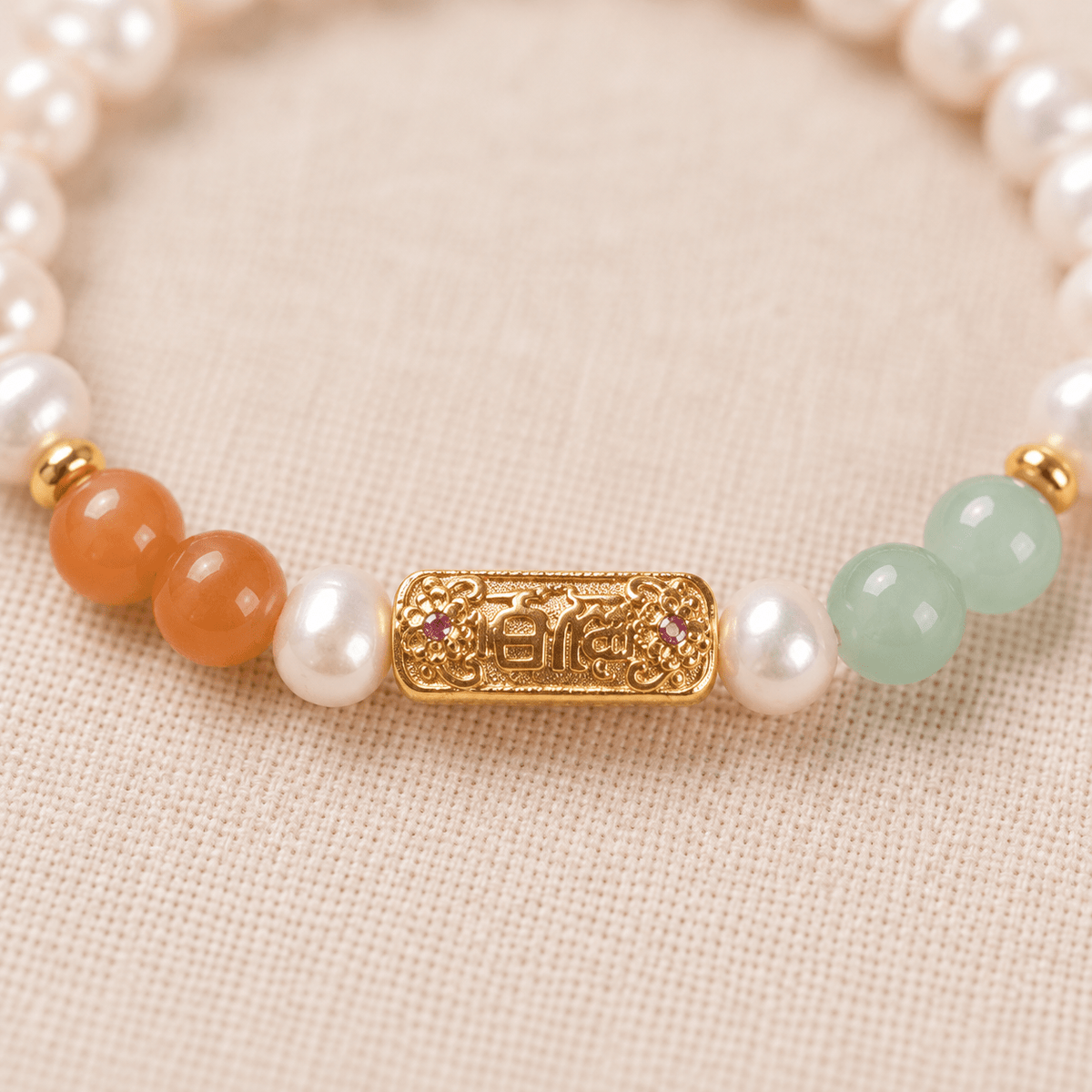 Freshwater Pearl & Green Aventurine Lu Lu Tong Bracelet - Ocean Rielle Studio