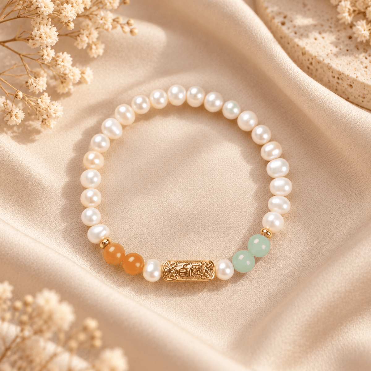 Freshwater Pearl & Green Aventurine Lu Lu Tong Bracelet - Ocean Rielle Studio