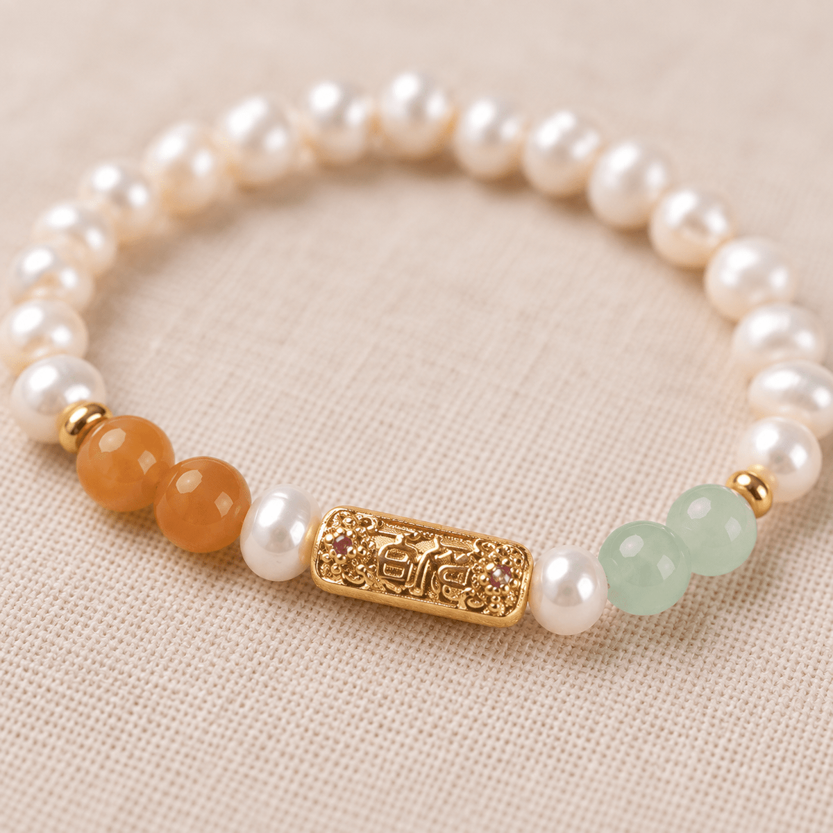 Freshwater Pearl & Green Aventurine Lu Lu Tong Bracelet - Ocean Rielle Studio