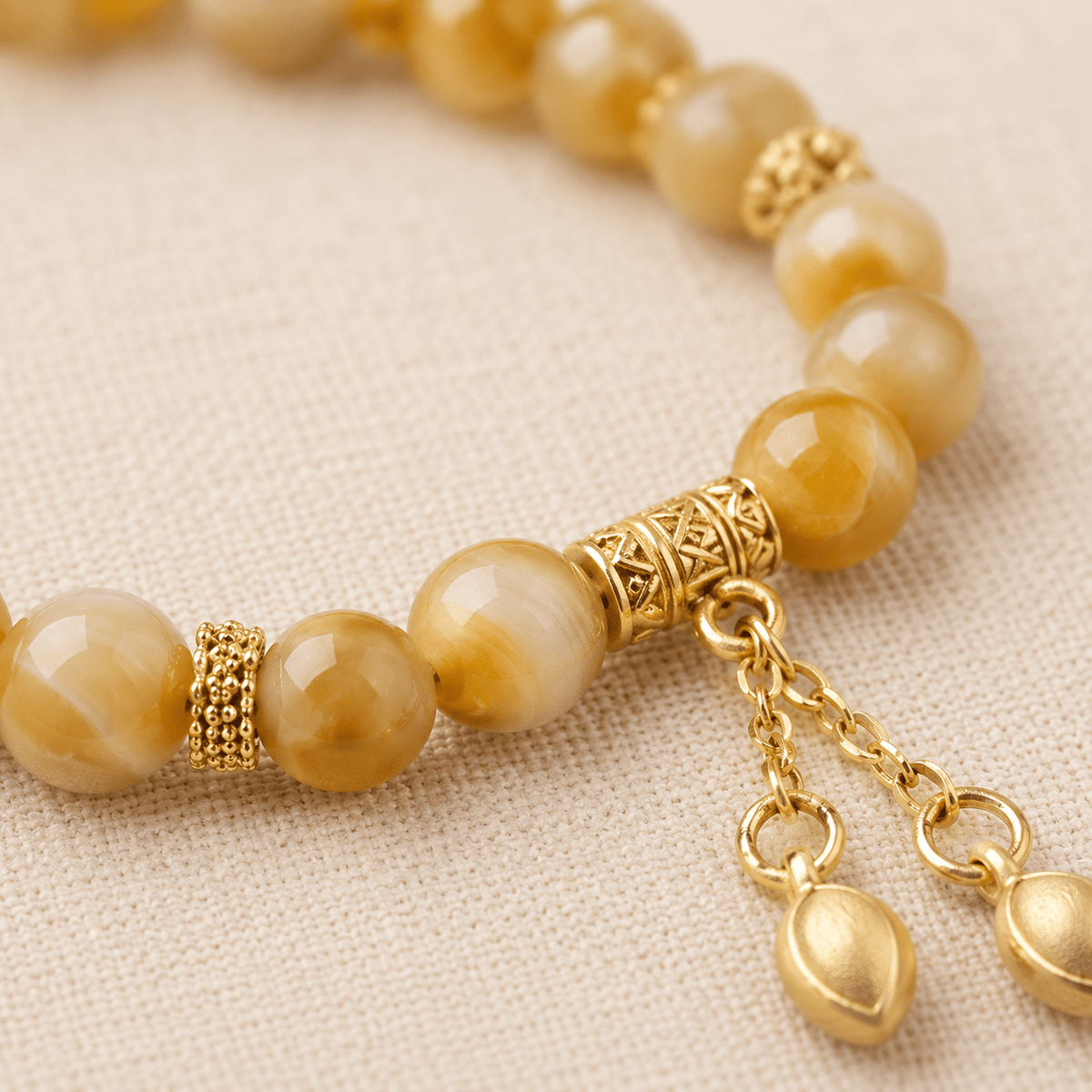 Golden Agate Tassel Bracelet - Ocean Rielle Studio