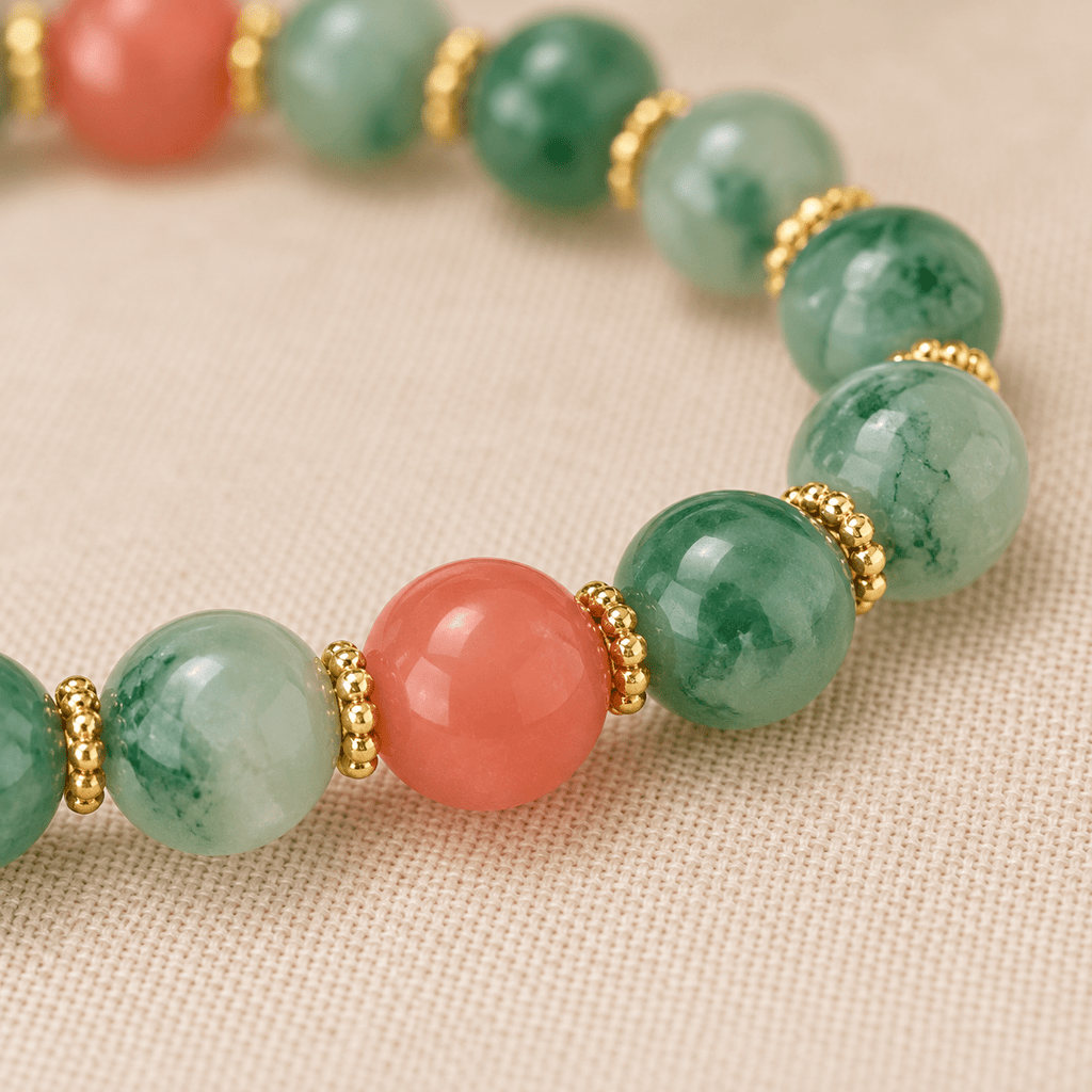 Green Aventurine & Carnelian Adjustable Bracelet - Ocean Rielle Studio