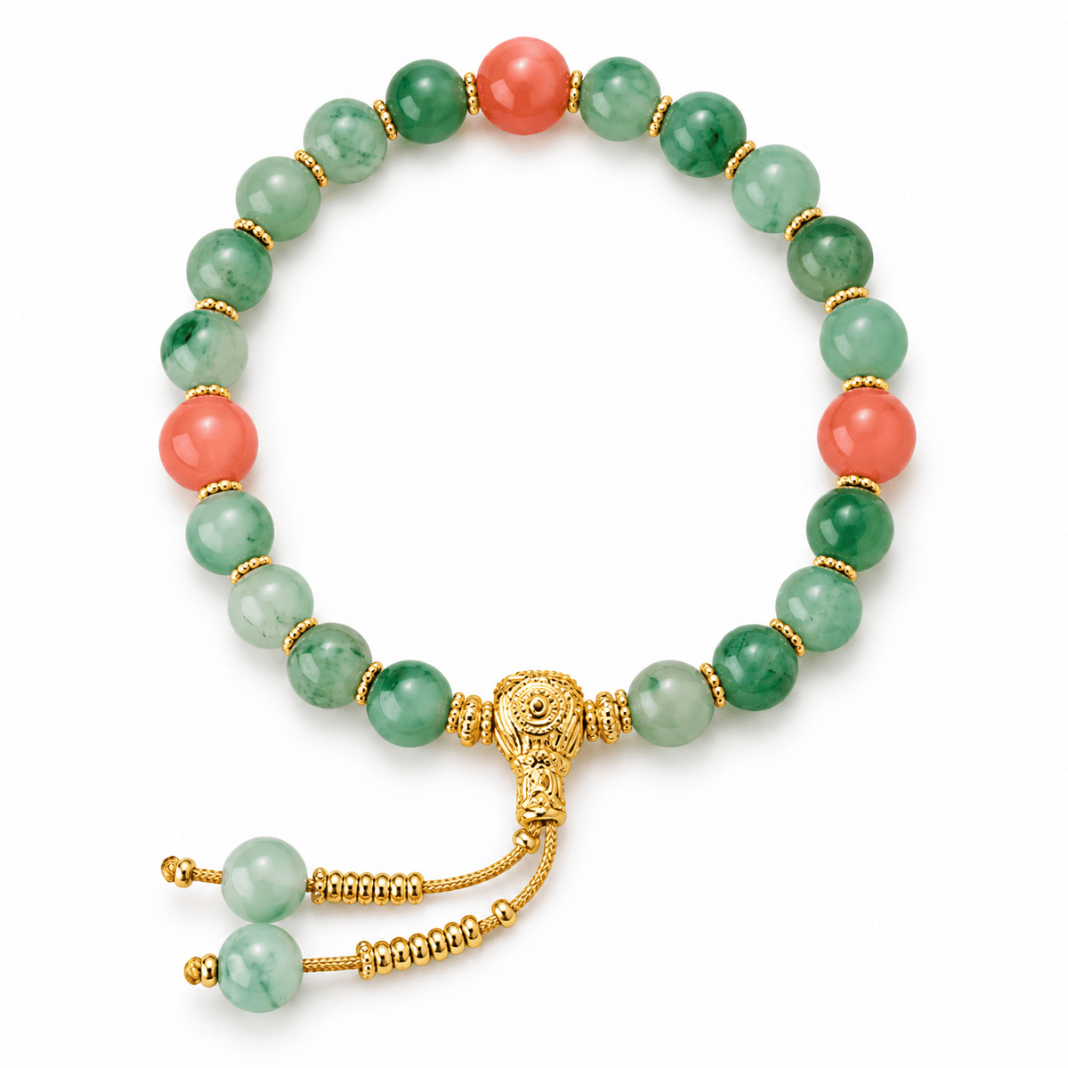Green Aventurine & Carnelian Adjustable Bracelet - Ocean Rielle Studio