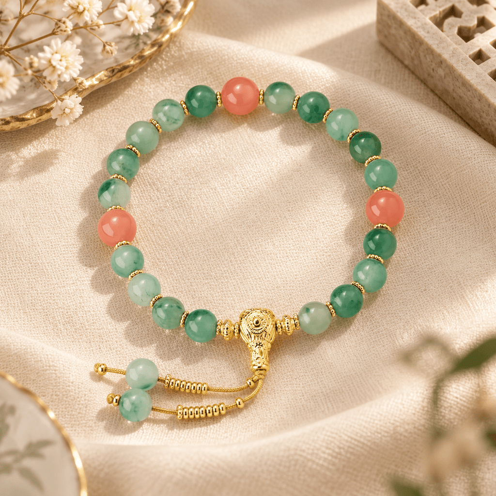 Green Aventurine & Carnelian Adjustable Bracelet - Ocean Rielle Studio