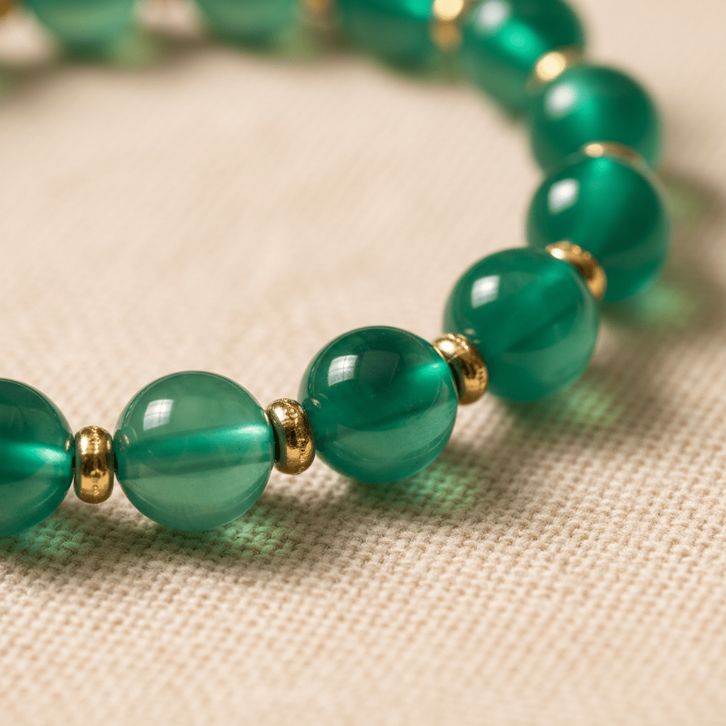 Green Candy Agate Double-Wrap Lucky Lotus Bracelet — Bloom Collection - Ocean Rielle Studio
