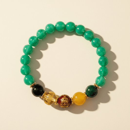 Green Candy Agate Five Gods of Wealth Bracelet — Bloom Collection - Ocean Rielle Studio
