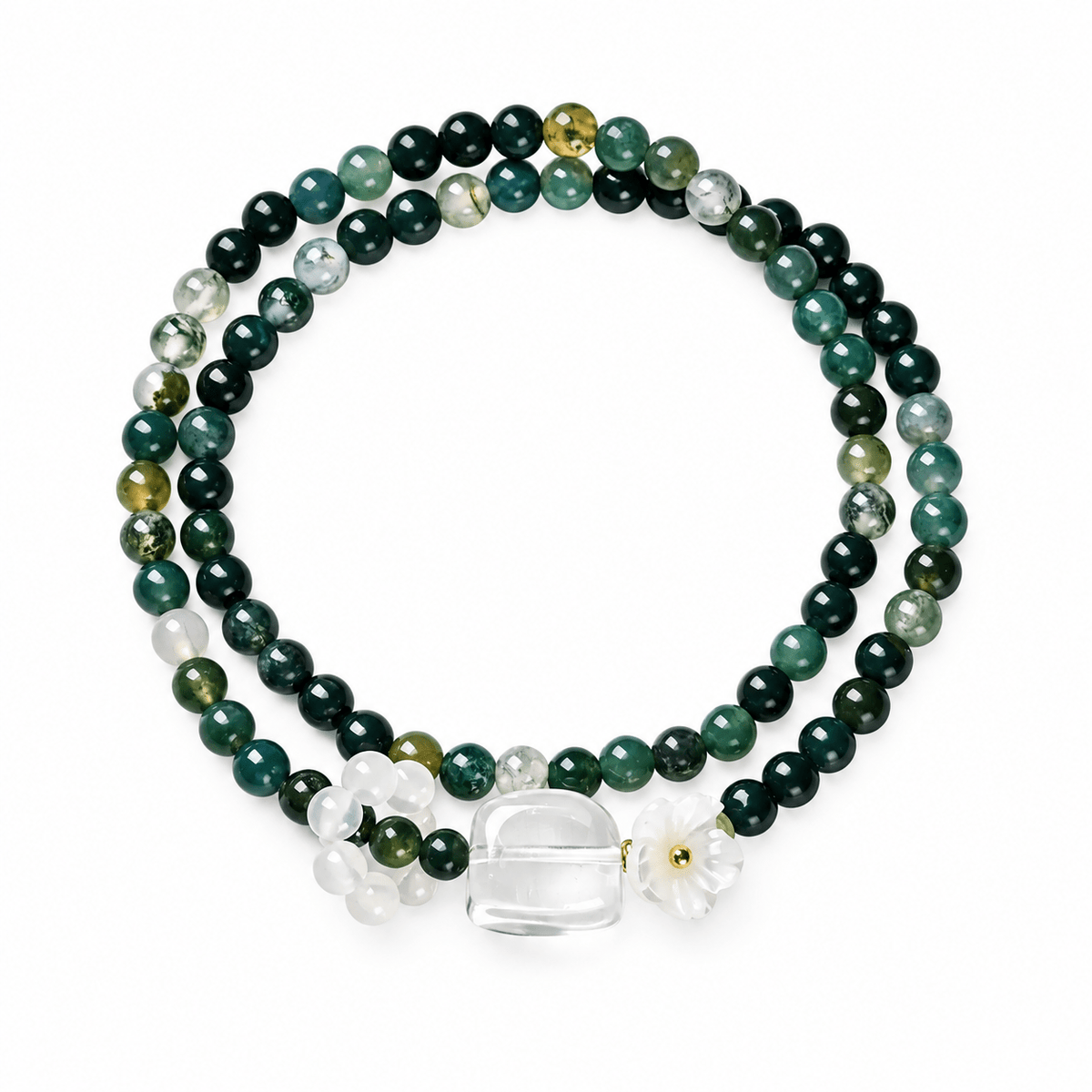 Green Sandalwood & Cat’s Eye Flower Bracelet - Ocean Rielle Studio