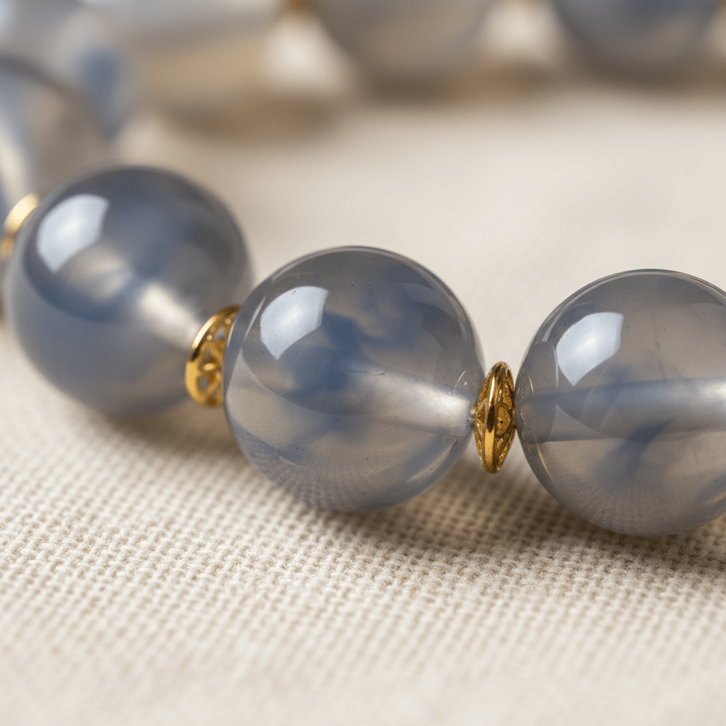 Grey-White Candy Agate Five Gods of Wealth Bracelet — Radiance Collection - Ocean Rielle Studio