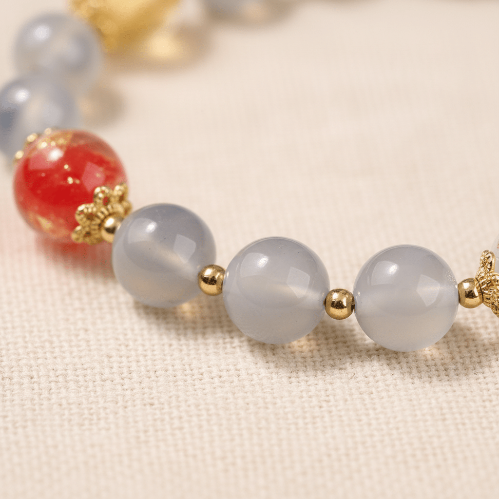 Grey-White Candy Agate Joy & Peace Bracelet — Radiance Collection - Ocean Rielle Studio